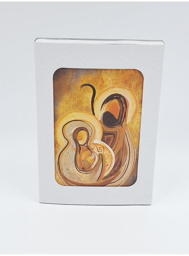 Kerstkaarten doosje 10x Jezus Jozef en Maria bruin (F12993)