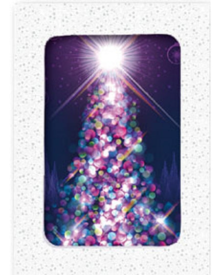 Kerstkaarten doosje 10x kerstboom licht (F12995)