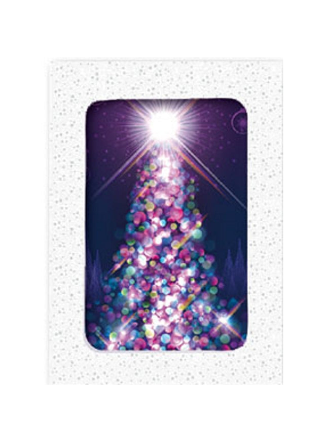 Kerstkaarten doosje 10x kerstboom licht (F12995)