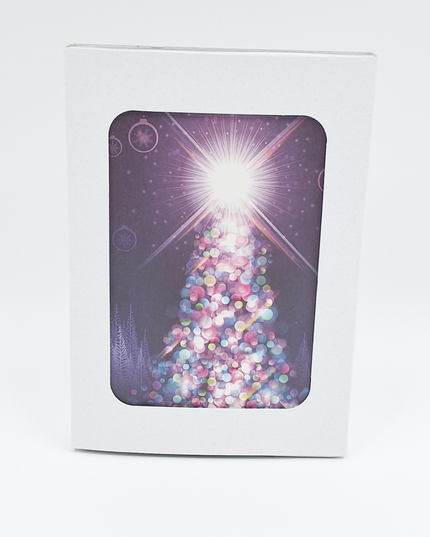 Kerstkaarten doosje 10x kerstboom licht (F12995)