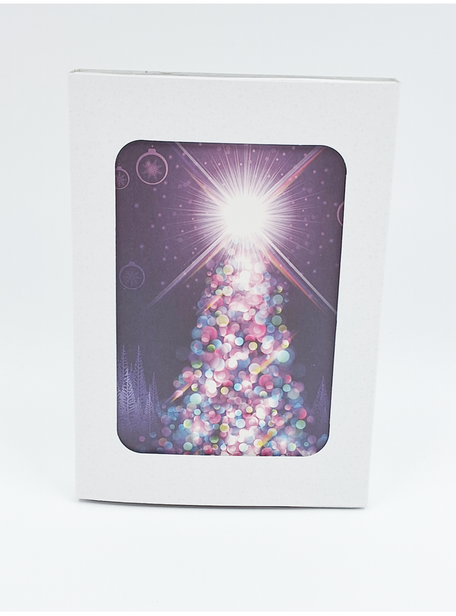 Kerstkaarten doosje 10x kerstboom licht (F12995)