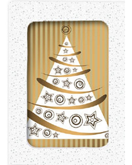 Kerstkaarten doosje 10x kerstboom goud (F13004)