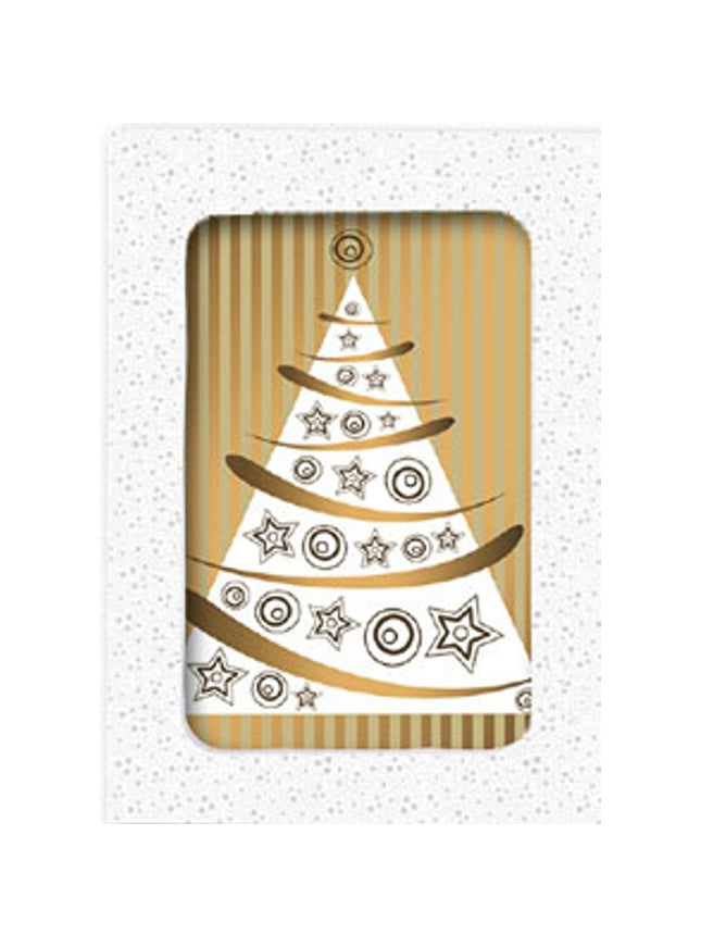 Kerstkaarten doosje 10x kerstboom goud (F13004)