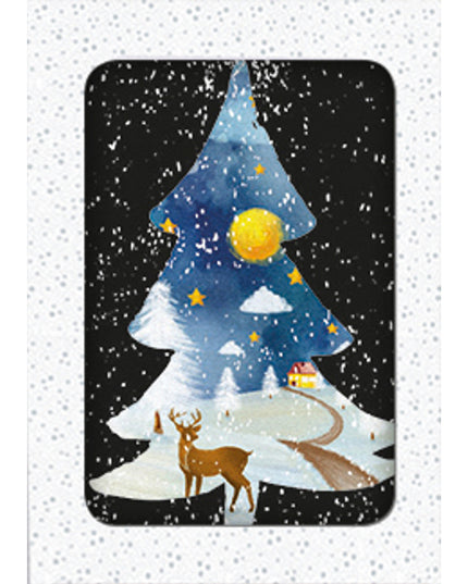 Kerstkaarten doosje 10x hert (F13012)