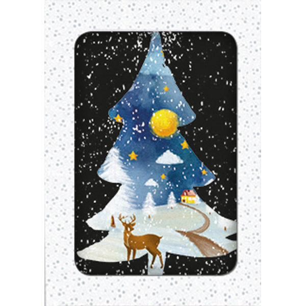 Kerstkaarten doosje 10x hert (F13012)