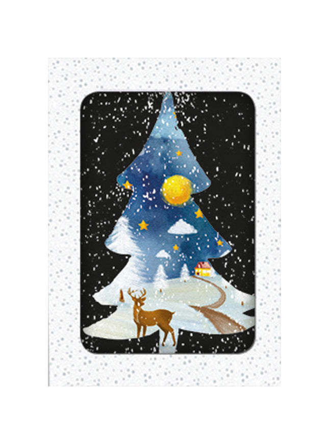 Kerstkaarten doosje 10x hert (F13012)