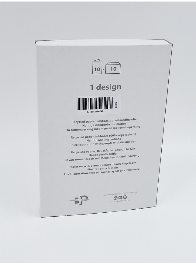 Kerstkaarten doosje 10x kerstballen rood (F13013)