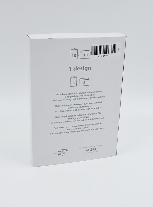 Kerstkaarten doosje 10x kerstbal met vogel (F13037)