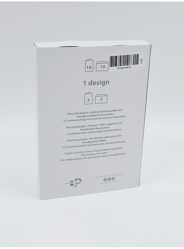 Kerstkaarten doosje 10x kerstbal met vogel (F13037)