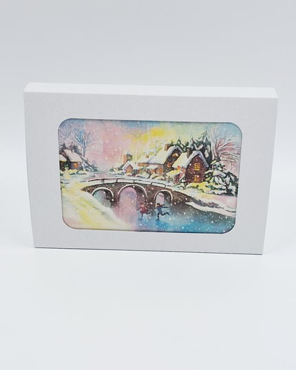 Kerstkaarten doosje 10x winterlandschap (F13038)
