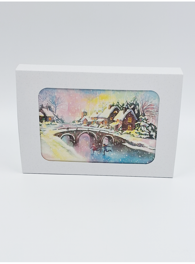 Kerstkaarten doosje 10x winterlandschap (F13038)