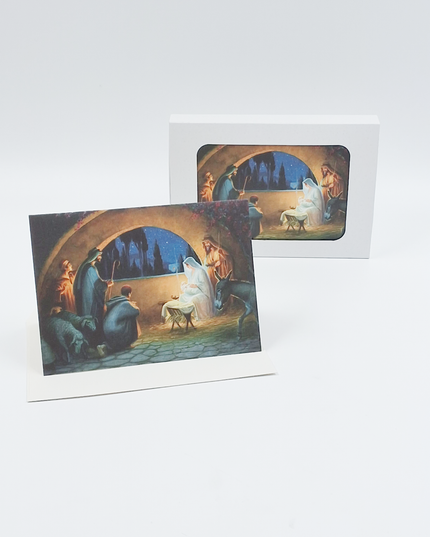 Kerstkaarten doosje 10x Maria en Jozef avond (F13042)