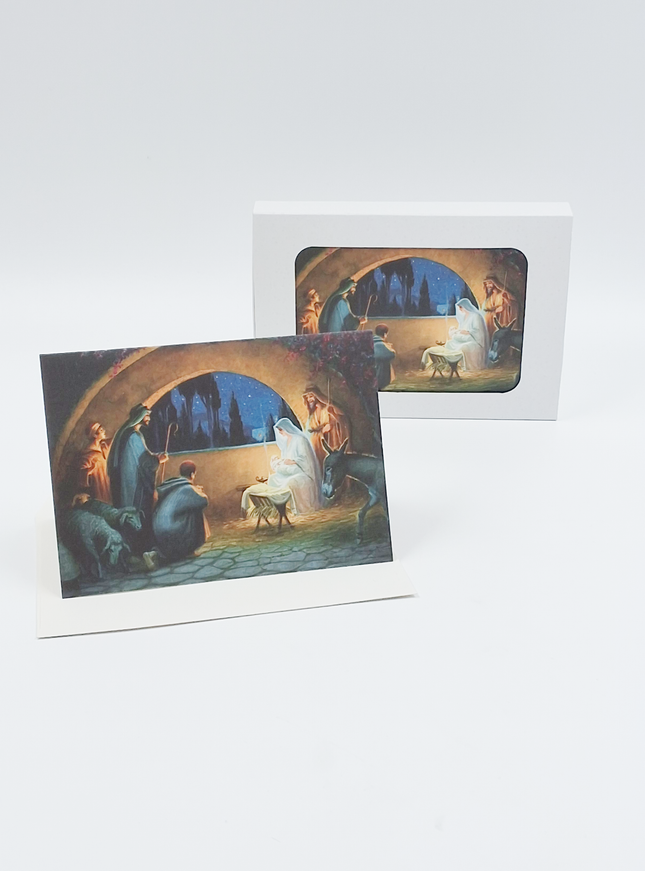 Kerstkaarten doosje 10x Maria en Jozef avond (F13042)