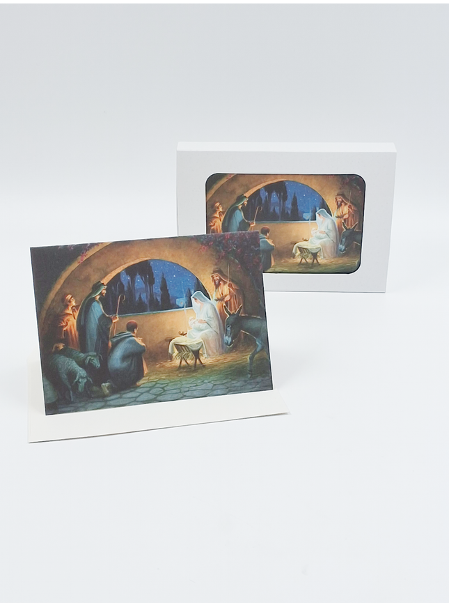 Kerstkaarten doosje 10x Maria en Jozef avond (F13042)