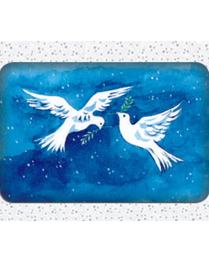 Kerstkaarten doosje 10x duiven met tak (F11629)