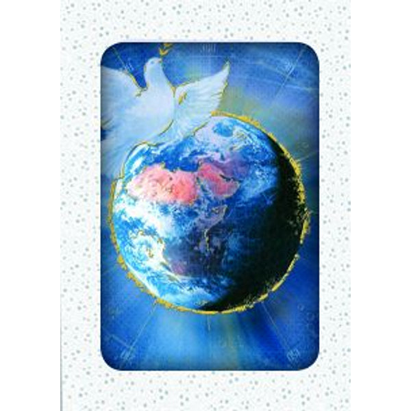 Kerstkaarten doosje 10x duif en de wereld (F13065)