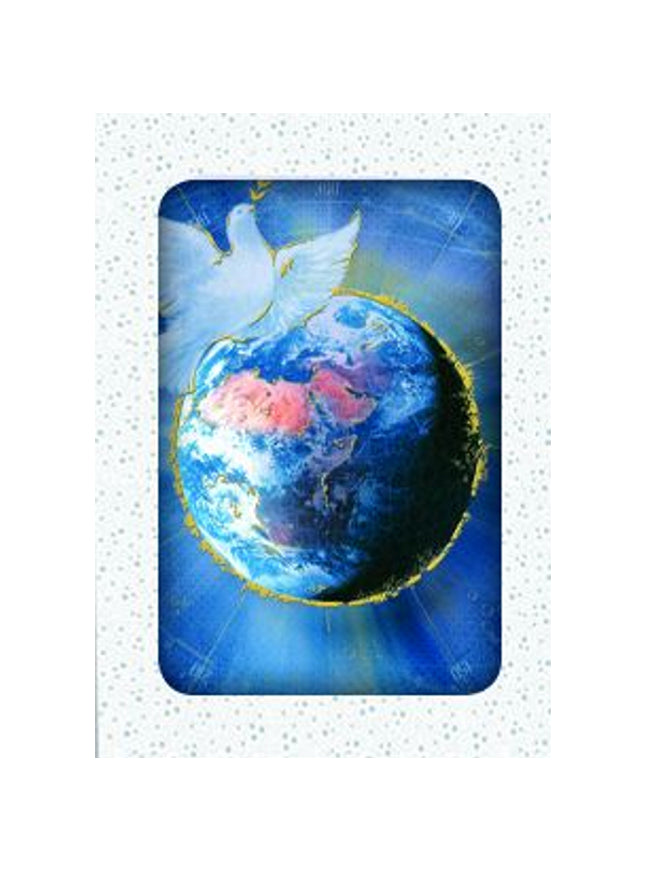 Kerstkaarten doosje 10x duif en de wereld (F13065)