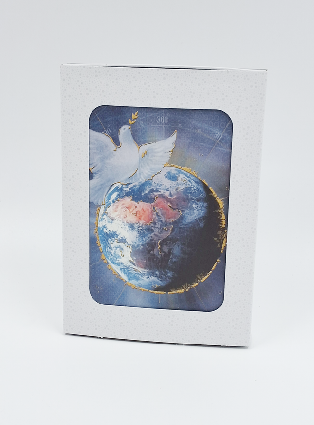 Kerstkaarten doosje 10x duif en de wereld (F13065)