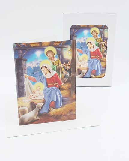 Kerstkaarten doosje 10x kribbe (F13068)