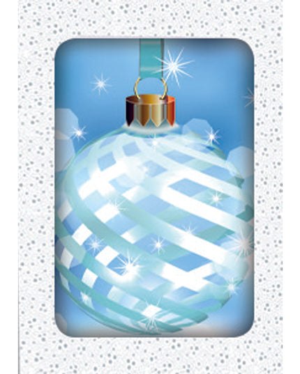 Kerstkaarten doosje 10x blauwe kerstbal (F13072)