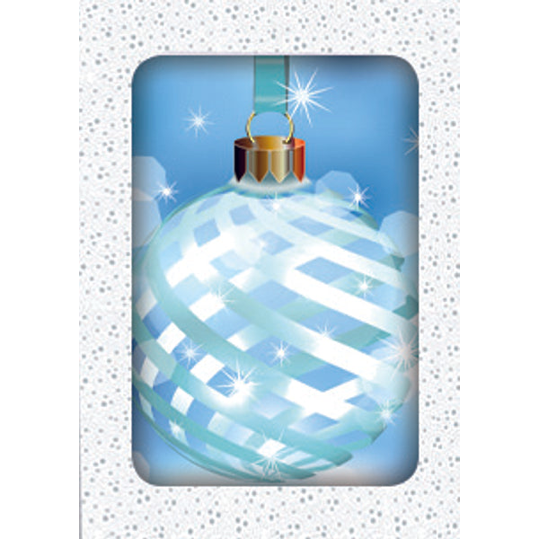 Kerstkaarten doosje 10x blauwe kerstbal (F13072)