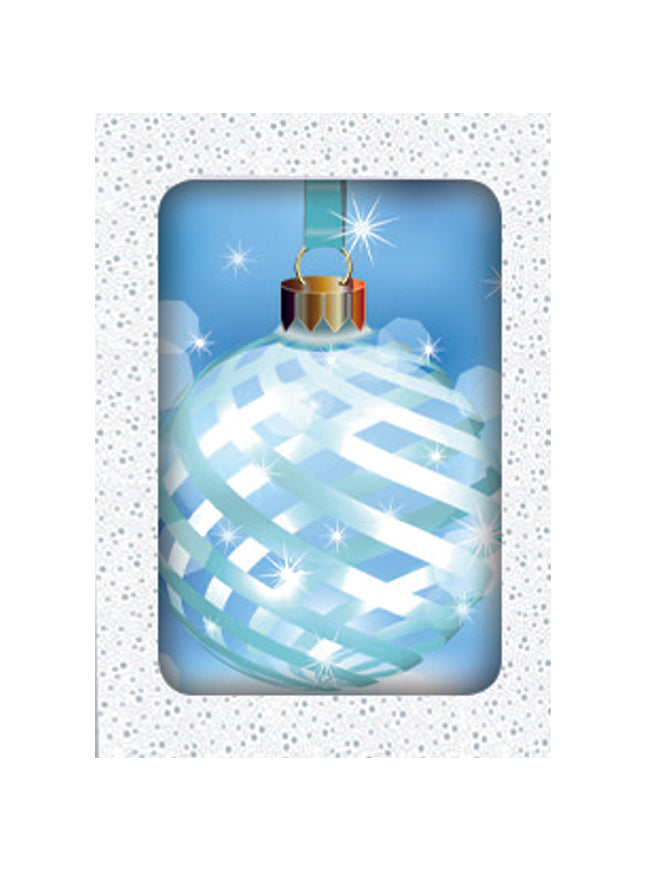 Kerstkaarten doosje 10x blauwe kerstbal (F13072)