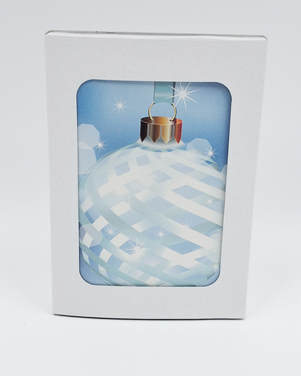 Kerstkaarten doosje 10x blauwe kerstbal (F13072)