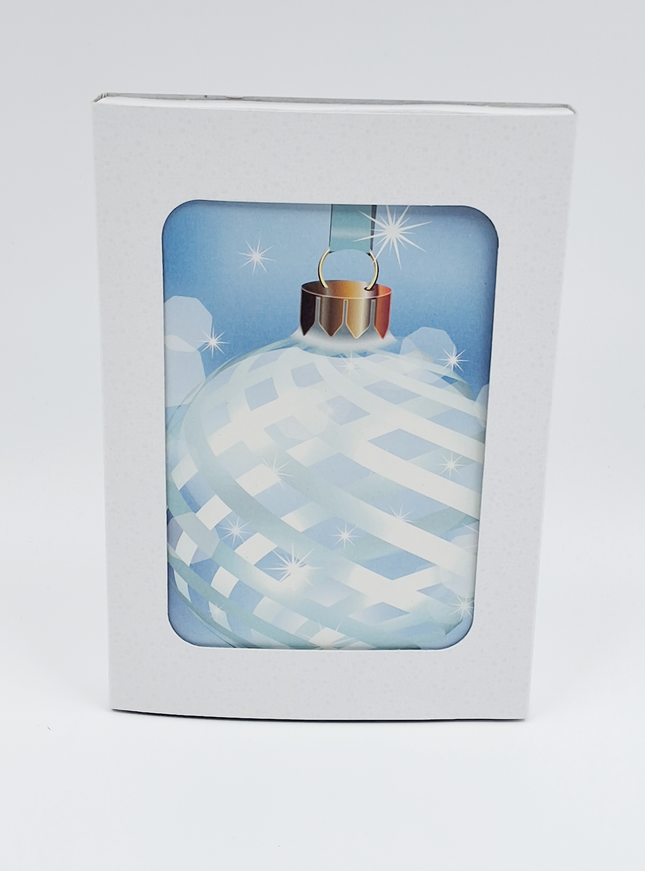 Kerstkaarten doosje 10x blauwe kerstbal (F13072)