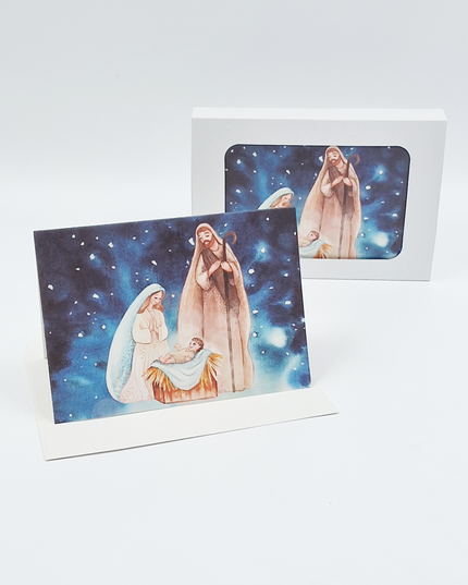 Kerstkaarten doosje 10x Jozef en Maria (F19644)