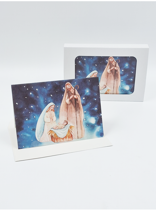 Kerstkaarten doosje 10x Jozef en Maria (F19644)