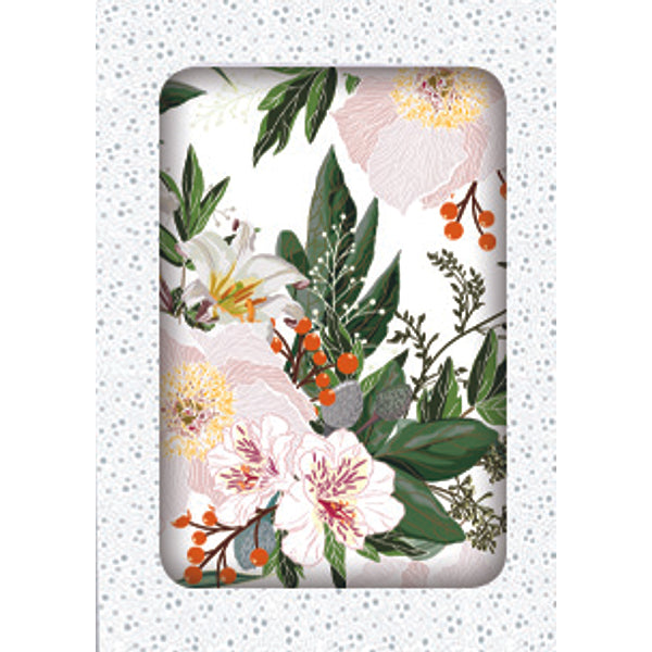 Kerstkaarten doosje 10x kerstbloemen (F13076)