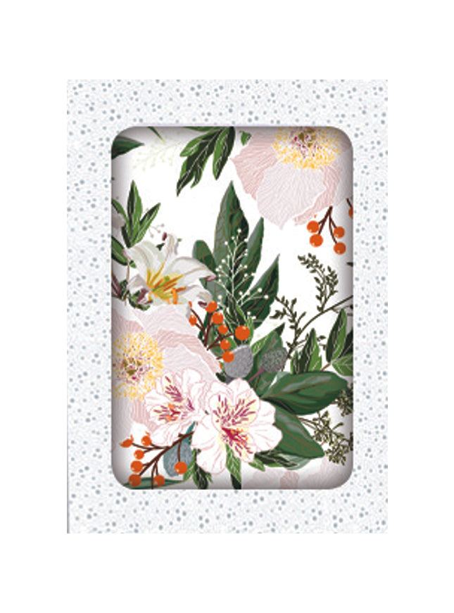 Kerstkaarten doosje 10x kerstbloemen (F13076)