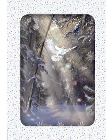 Kerstkaarten doosje 10x duif met takje (F13077)