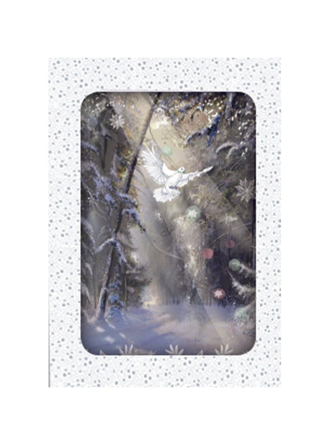 Kerstkaarten doosje 10x duif met takje (F13077)