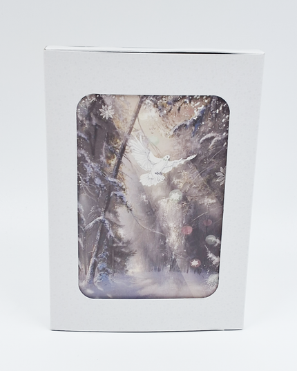 Kerstkaarten doosje 10x duif met takje (F13077)