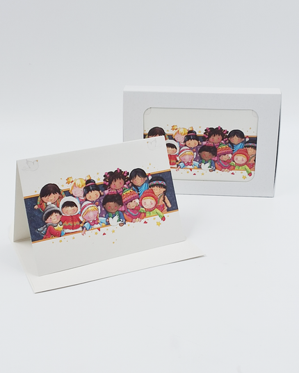 Kerstkaarten doosje 10x kinderen kerst (F13078)