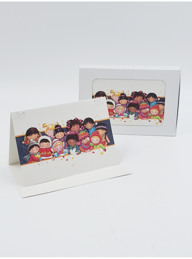 Kerstkaarten doosje 10x kinderen kerst (F13078)