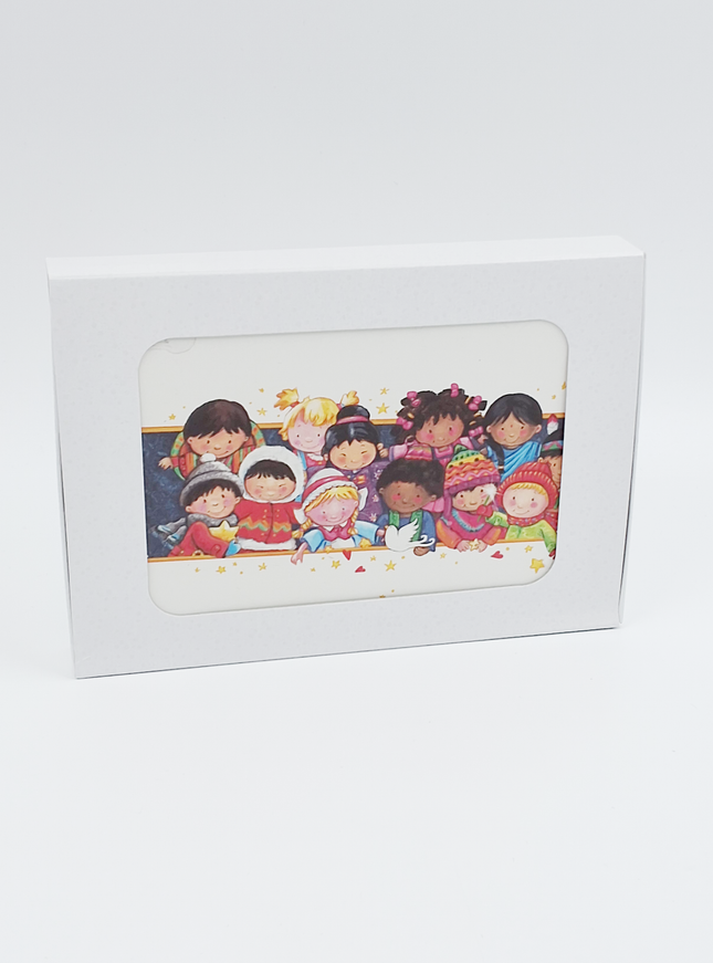 Kerstkaarten doosje 10x kinderen kerst (F13078)