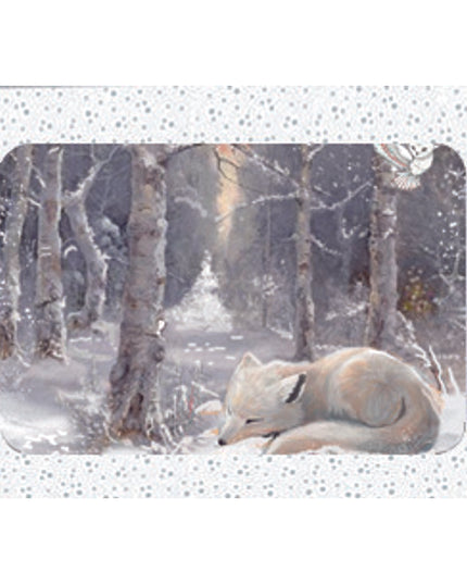 Kerstkaarten doosje 10x witte vos (F13081)