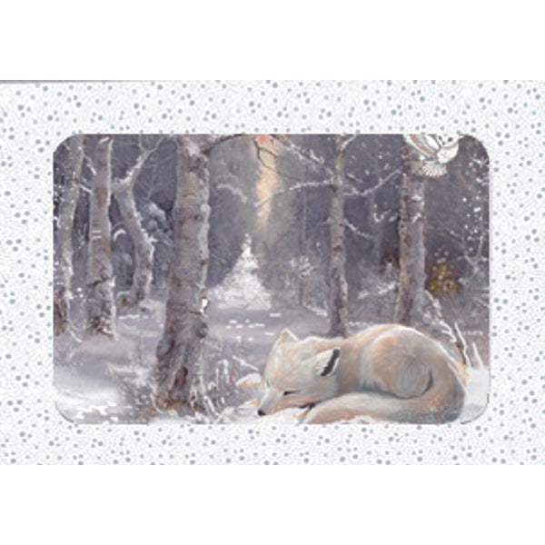 Kerstkaarten doosje 10x witte vos (F13081)