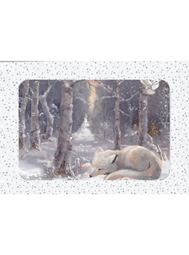 Kerstkaarten doosje 10x witte vos (F13081)