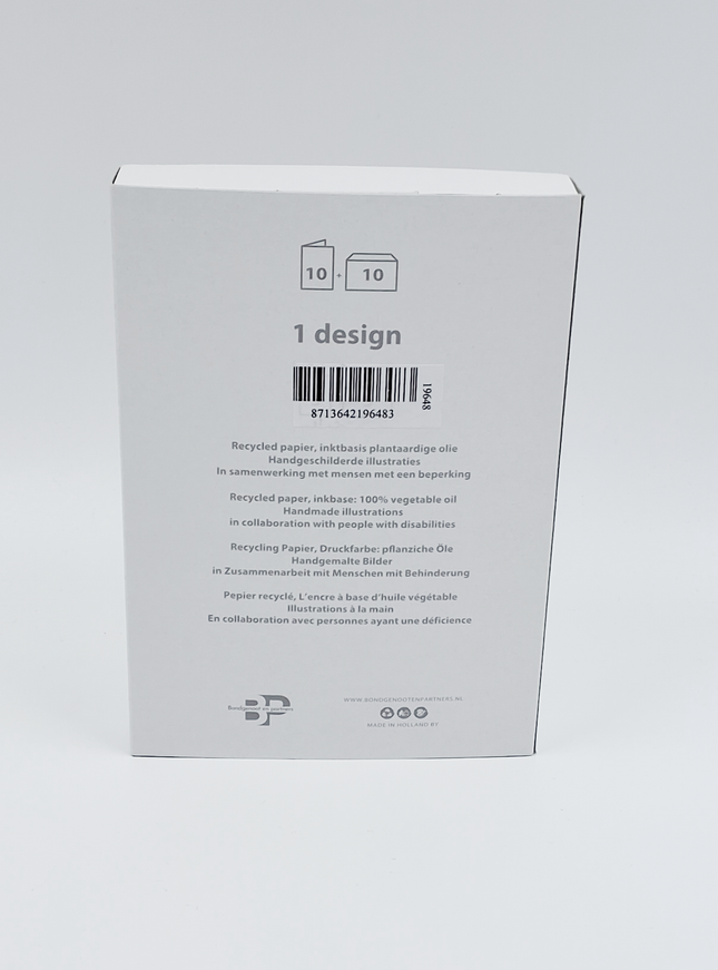 Kerstkaarten doosje 10x witte vos (F13081)