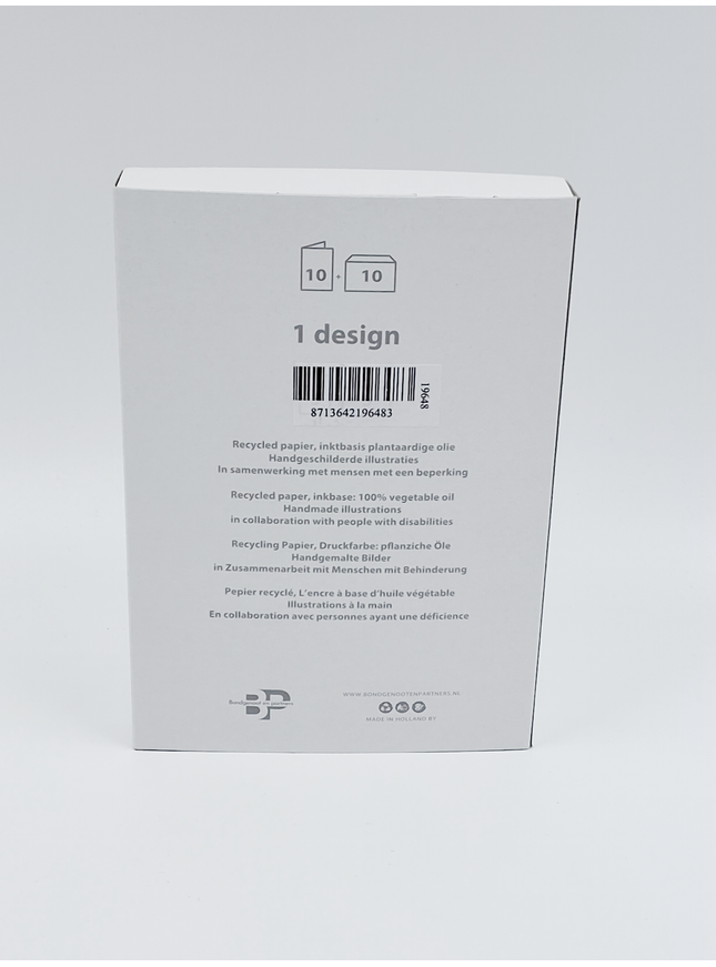 Kerstkaarten doosje 10x witte vos (F13081)