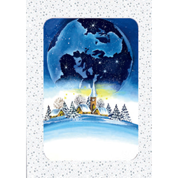 Kerstkaarten doosje 10x blauwe wereldbol (F13084)