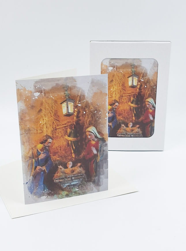 Kerstkaarten doosje 10x Jozef en Maria (F13085)