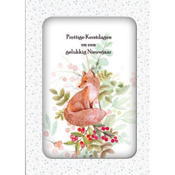 Kerstkaarten doosje 10x vos, "Prettige Kerstdagen en een gelukkig Nieuwjaar" (F13096)