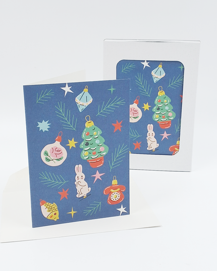 Kerstkaarten doosje 10x retro afbeeldingen (F13111)