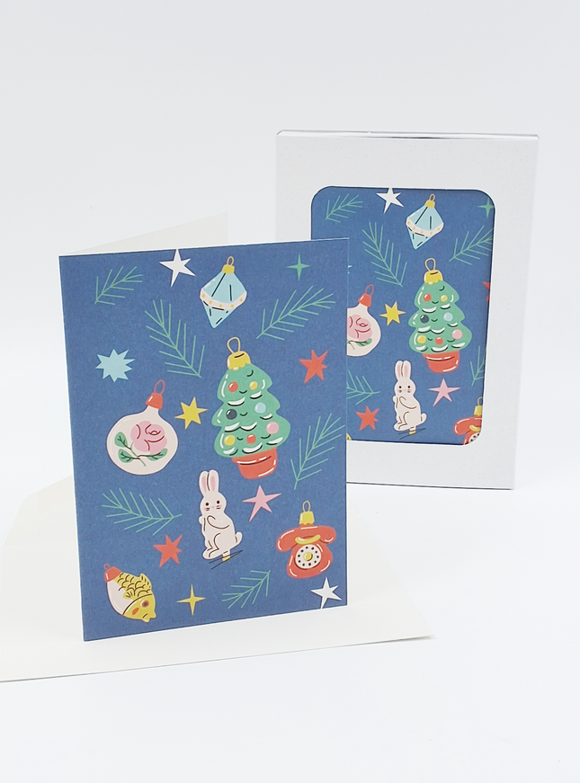 Kerstkaarten doosje 10x retro afbeeldingen (F13111)