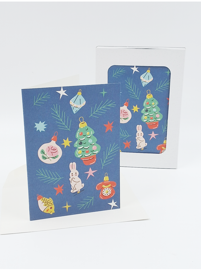 Kerstkaarten doosje 10x retro afbeeldingen (F13111)