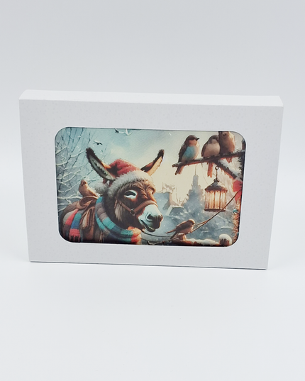 Kerstkaarten doosje 10x ezels (F13112)